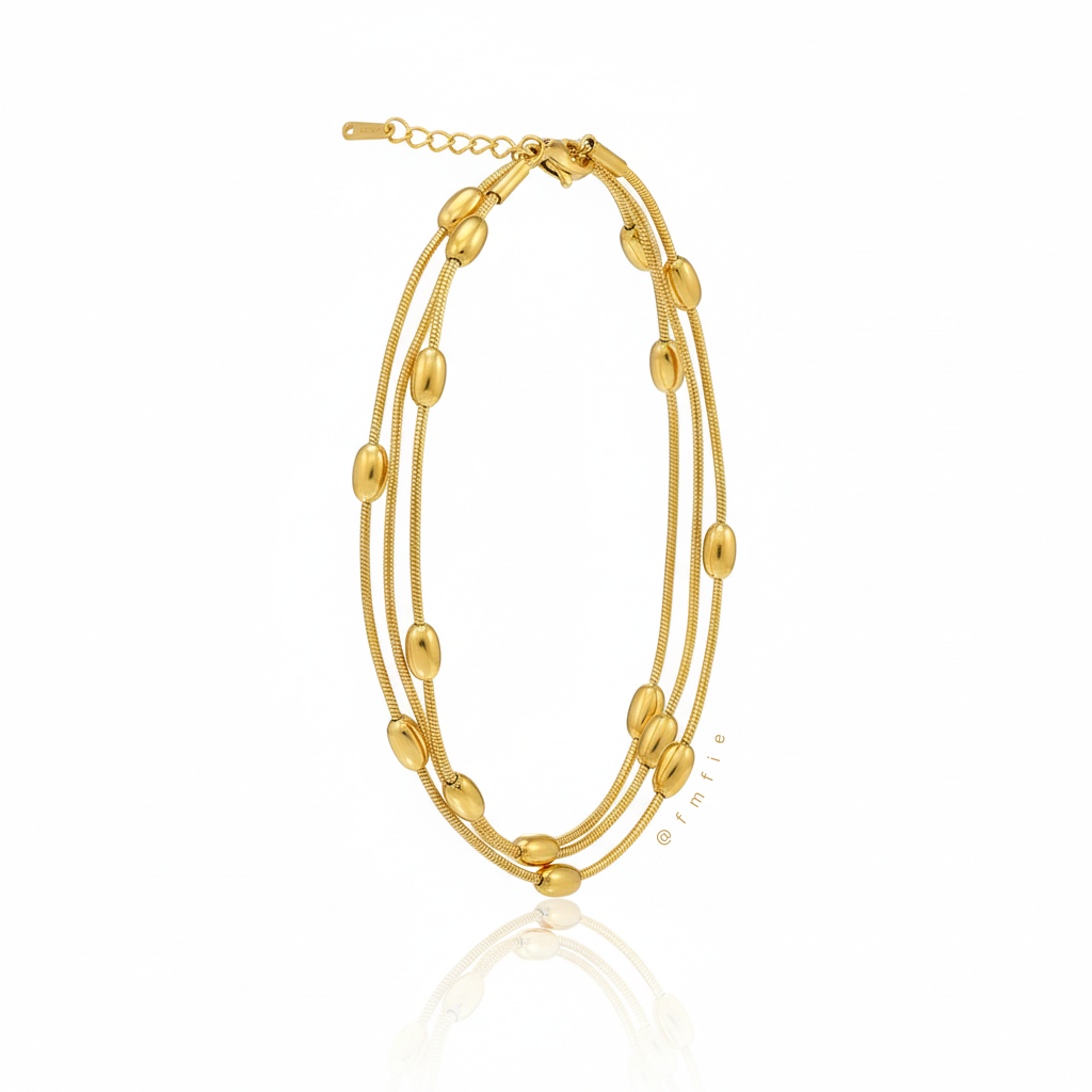 Yumi - Triple Strand Necklace Wraparound Bracelet