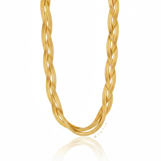 Elyna - Thick Snake Chain Triple Strand Necklace