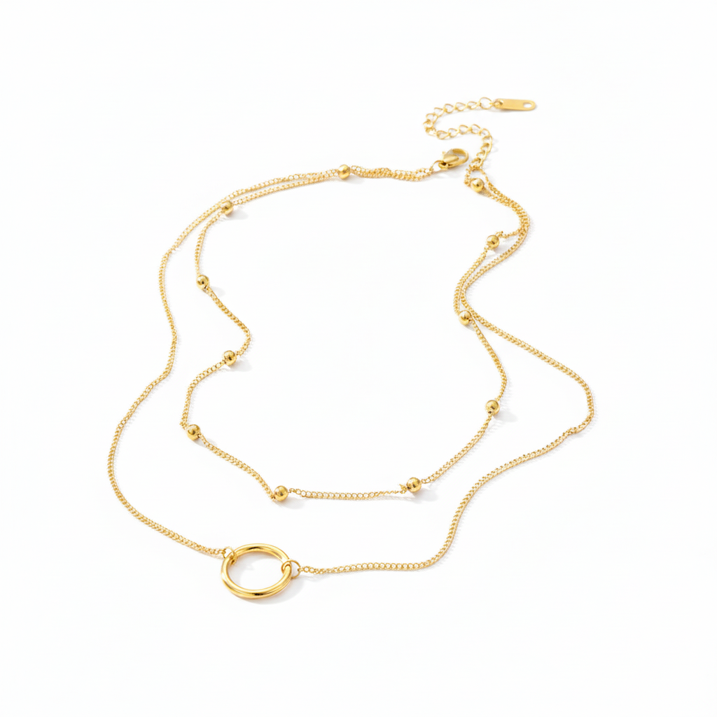 Aimilia - Layered Chain Hoop Pendant Necklace