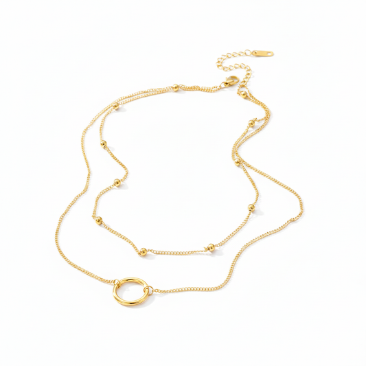 Aimilia - Layered Chain Hoop Pendant Necklace