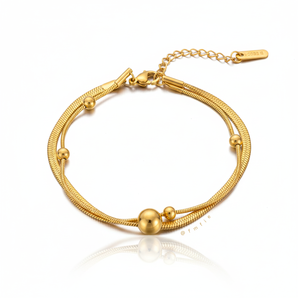 Onyx - Snake chain Geometric Wraparound Bracelet