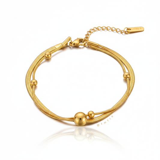 Onyx - Snake chain Geometric Wraparound Bracelet