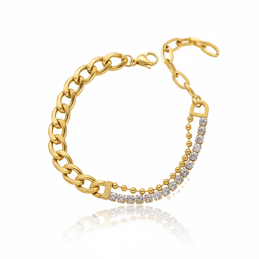 Margot - Stone Studded Miami Cuban Link Bracelet