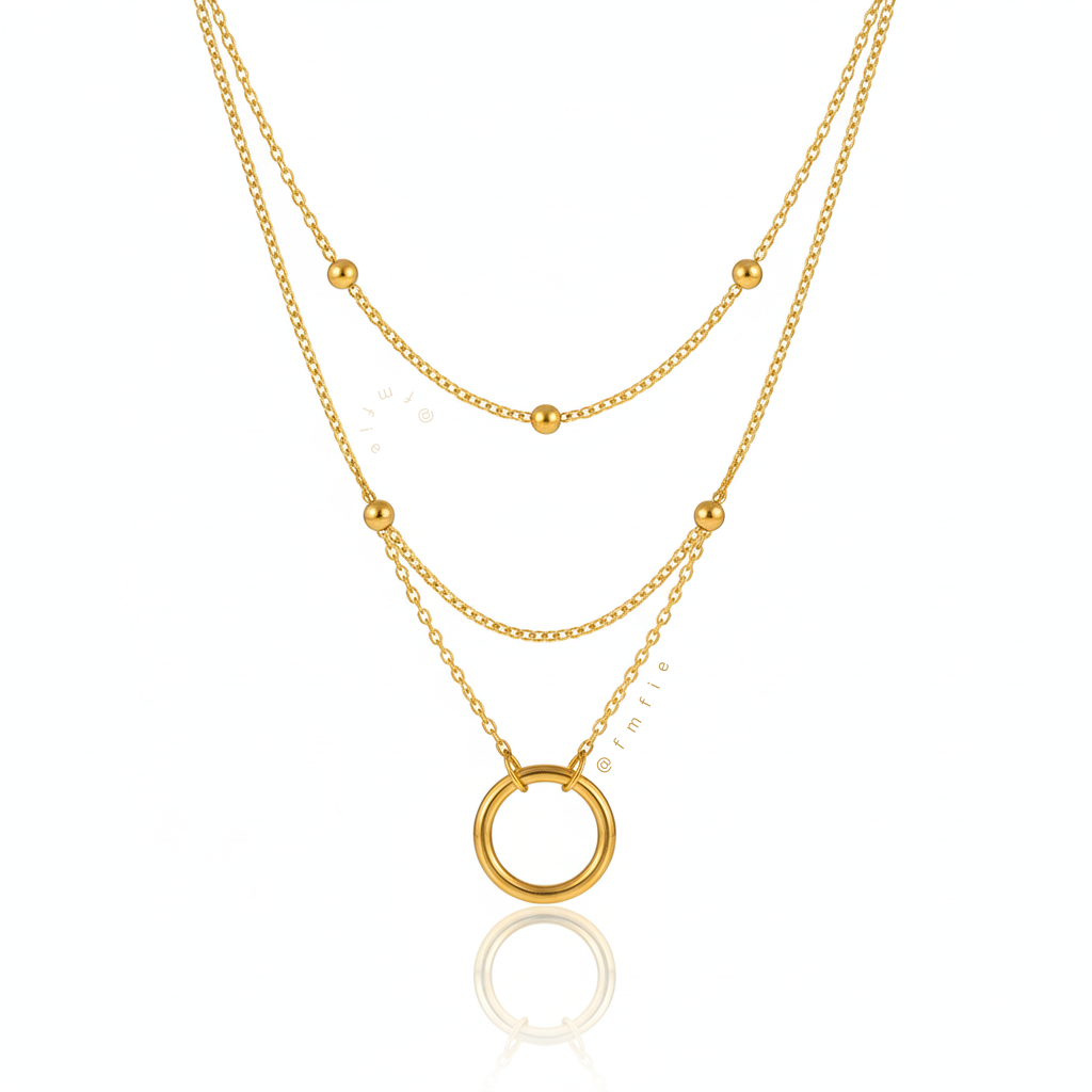 Aimilia - Layered Chain Hoop Pendant Necklace