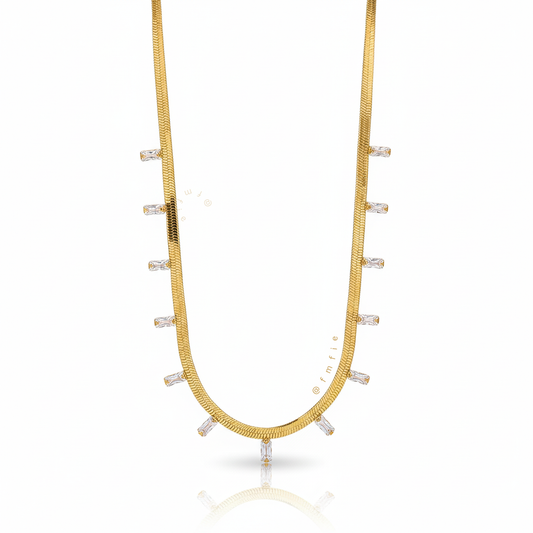 Efthalia - Snake Chain Gold Stone Studded Necklace