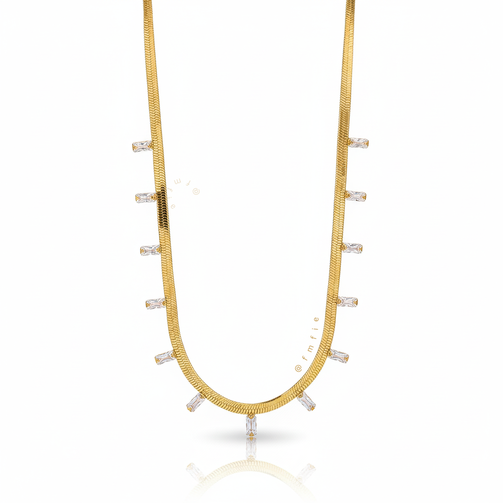 Efthalia - Snake Chain Gold Stone Studded Necklace